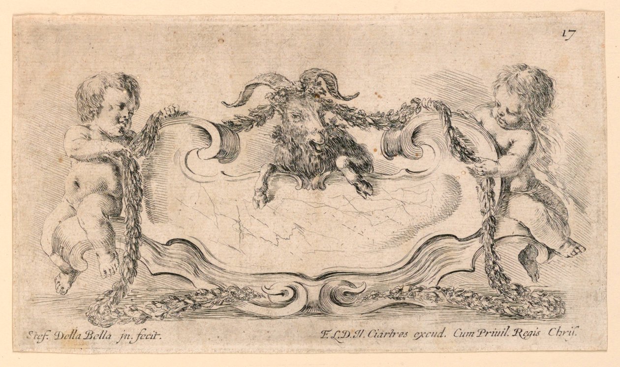 Stemma, n. 17 da "Raccolta di varii cappriccii et nove inventioni di cartelle et ornamenti" da Stefano della Bella