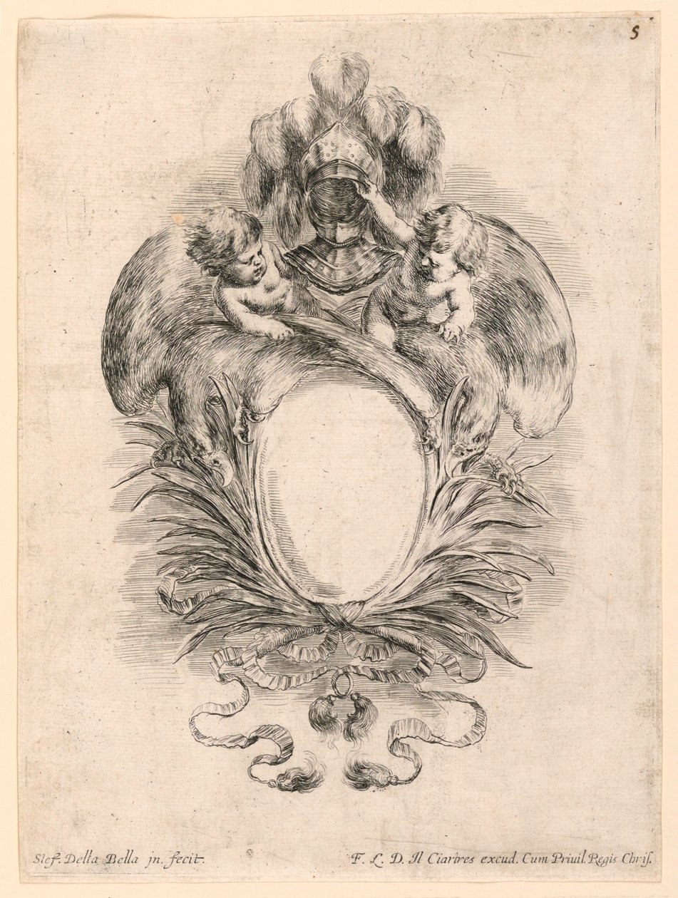 Stemma, n. 5 da "Raccolta di varii cappriccii et nove inventioni di cartelle et ornamenti" da Stefano della Bella