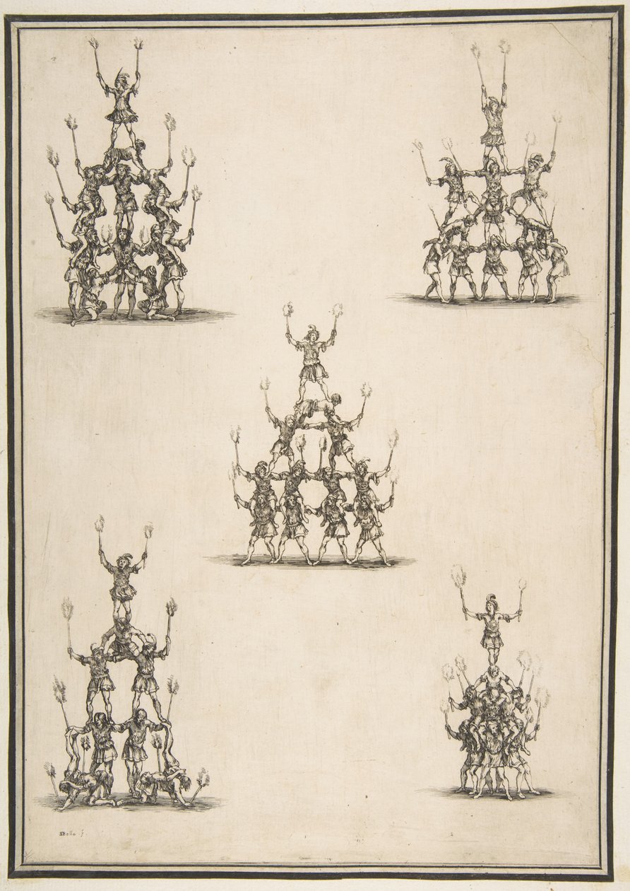 Cinque gruppi di acrobati, 1652 da Stefano della Bella