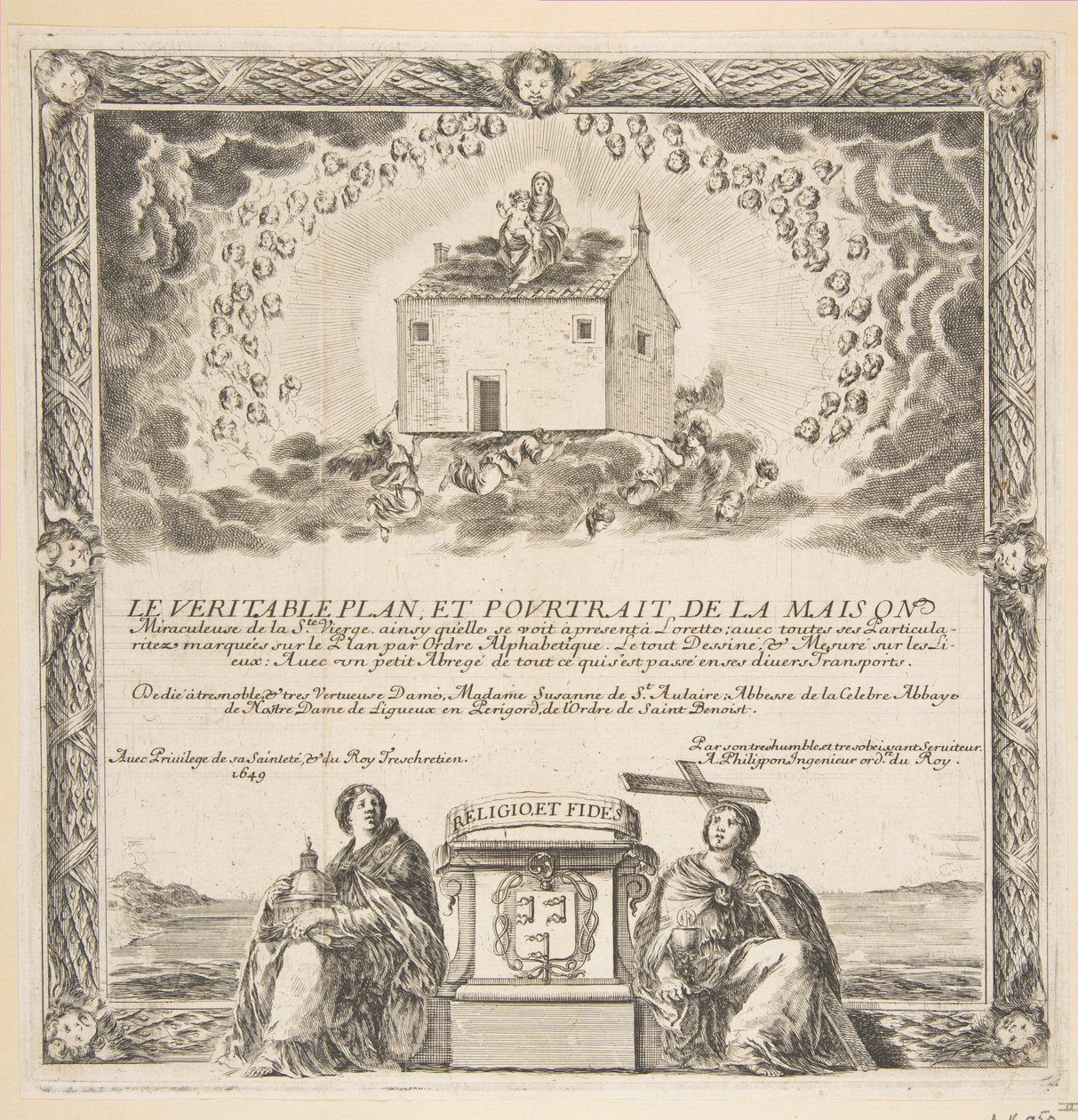 Frontespizio per Le Véritable Plan et Pourtrait de la Maison de la Ste. Vierge da Stefano della Bella