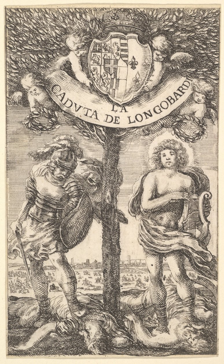 Frontespizio per La caduta dei Longobardi, poesie di Sigismondo B..., 1656 da Stefano della Bella