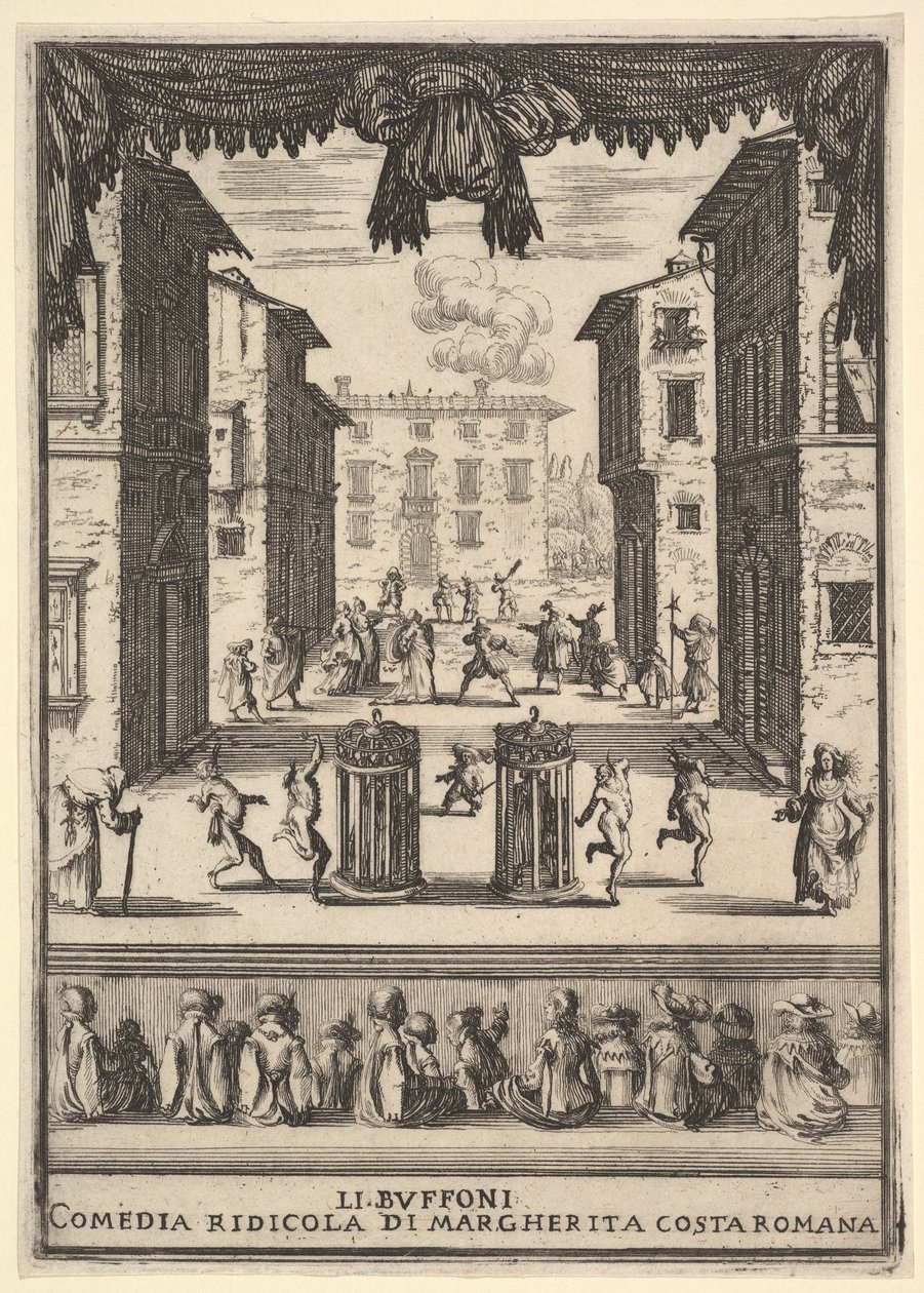 Frontespizio per la commedia I Buffoni da Stefano della Bella
