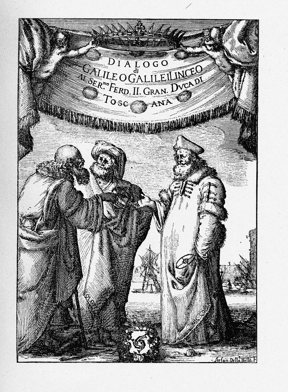 Frontespizio del Dialogo sopra i due massimi sistemi del mondo di Galileo Galilei, 1632 da Stefano della Bella
