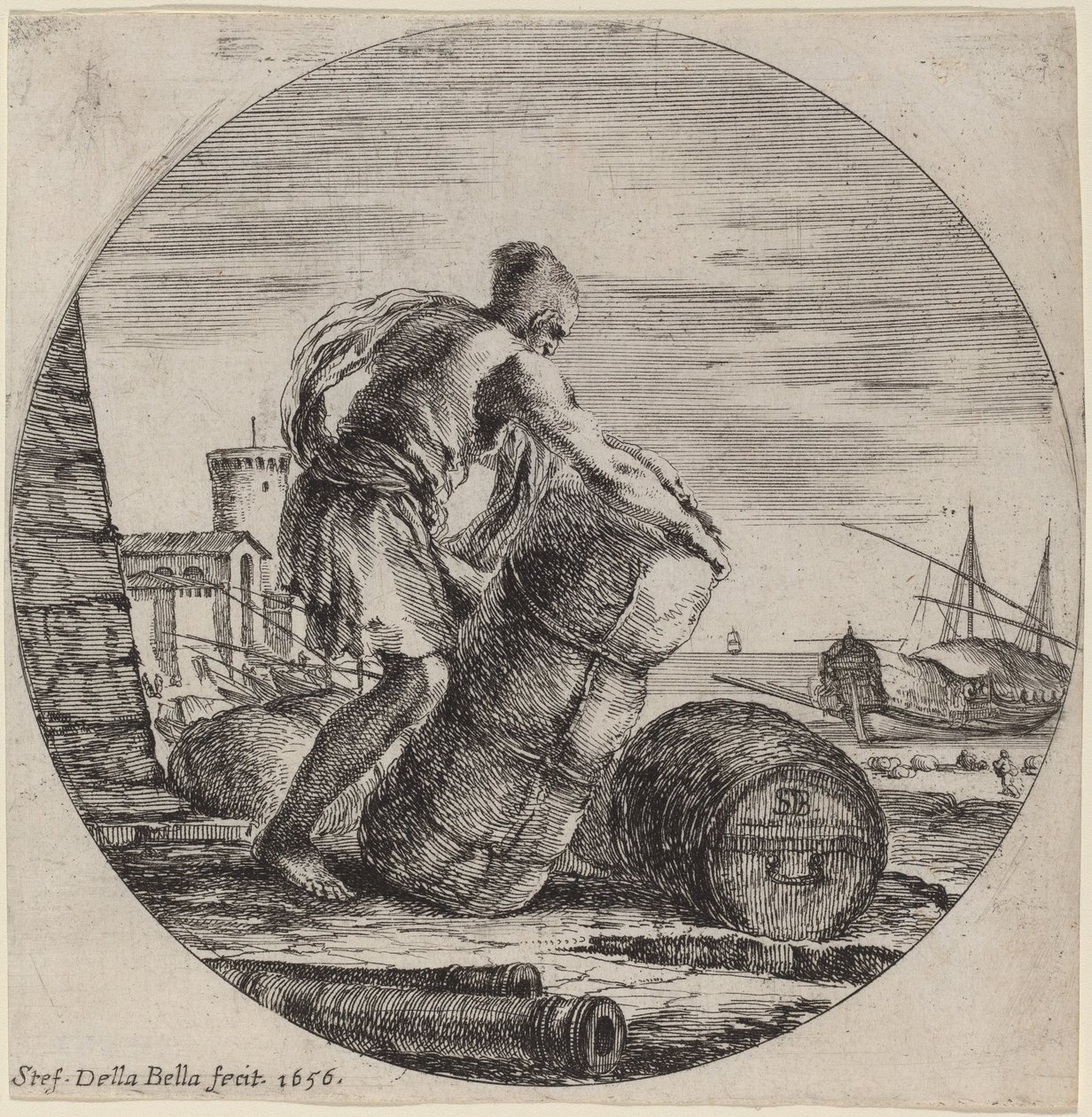 Schiavo della galera che trasporta il carico della nave da Stefano della Bella