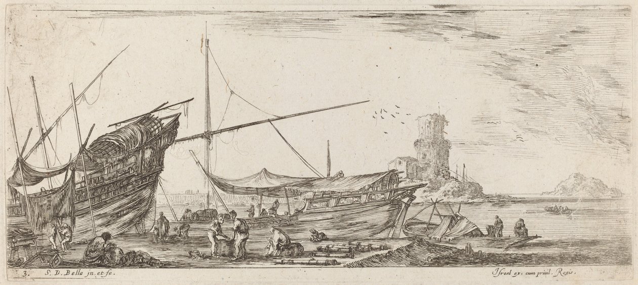 Vista del porto, 1644 da Stefano della Bella