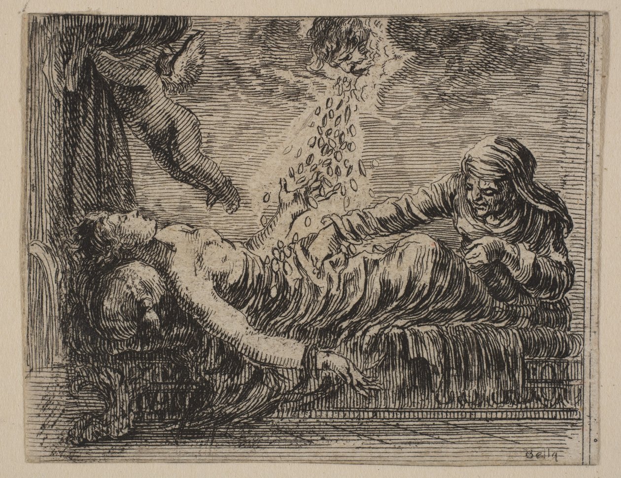 Giove e Danae, dal Gioco della Mitologia da Stefano della Bella