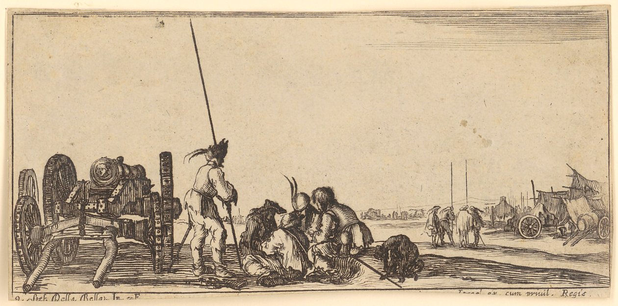 Cannone e soldati da Stefano della Bella