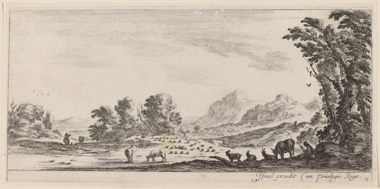 Paesaggio con pastore che guarda il suo gregge da Stefano della Bella