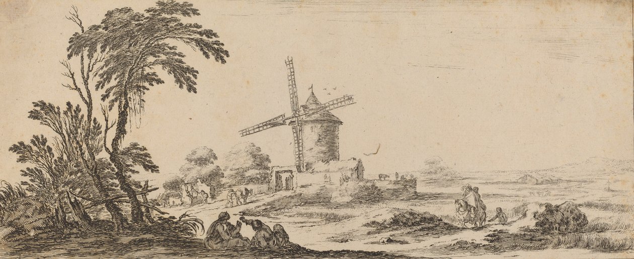 Paesaggio con mulino a vento da Stefano della Bella