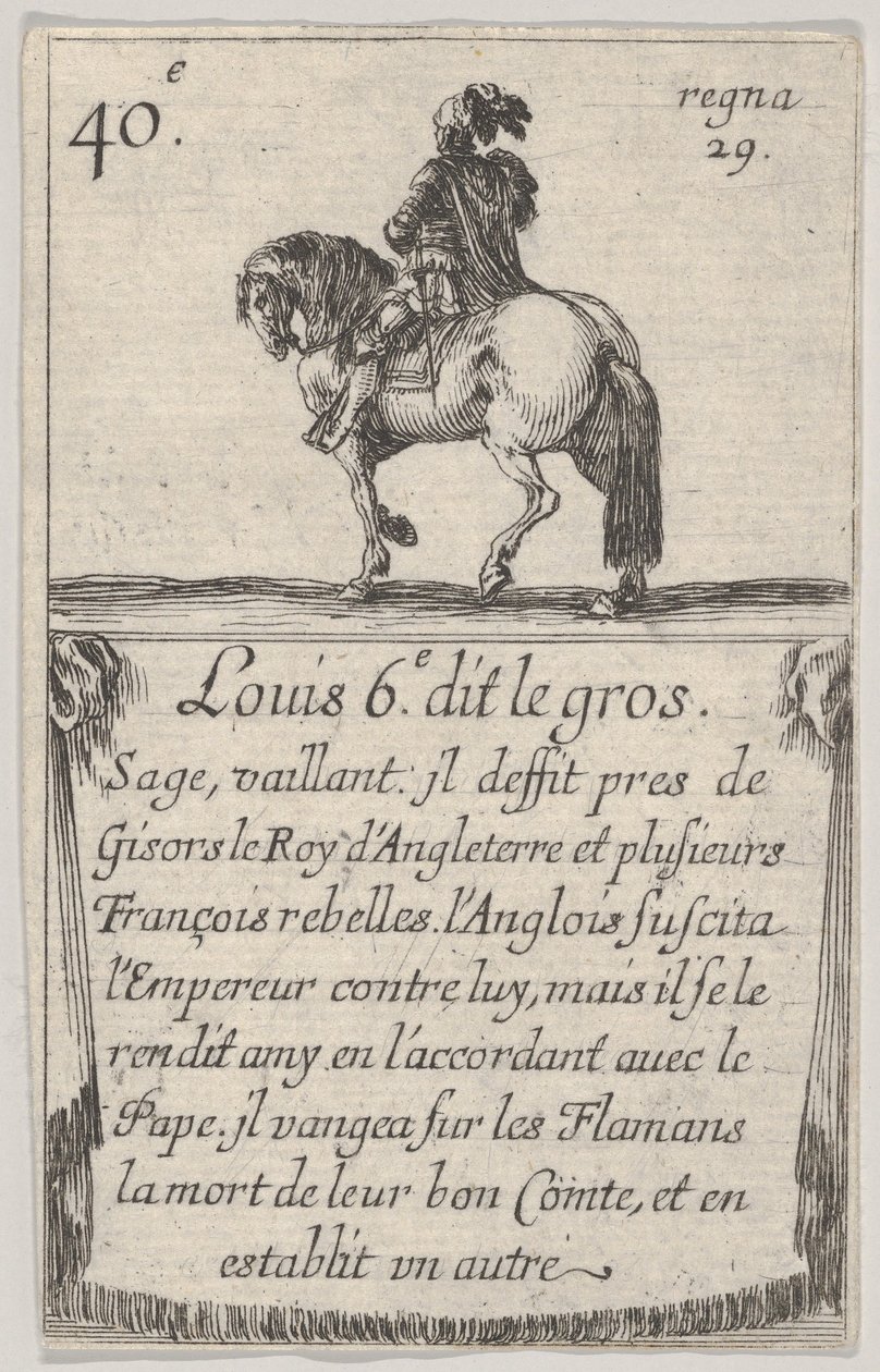 Luigi VI detto il grosso saggio, valoroso, da Gioco dei re di Francia da Stefano della Bella