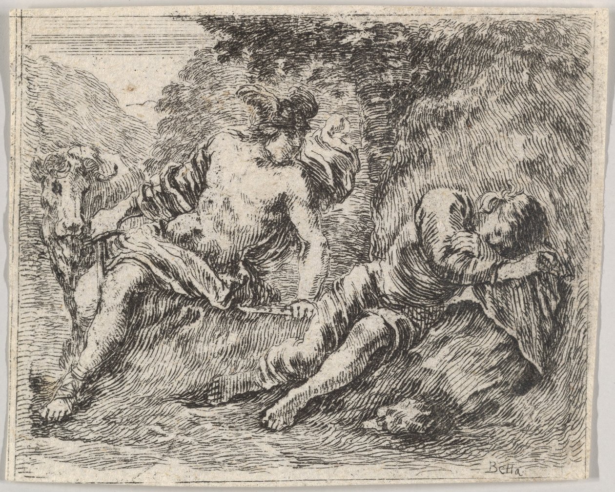 Mercurio e Argo, dal Gioco della Mitologia Jeu de la Mythologie, 1644 da Stefano della Bella
