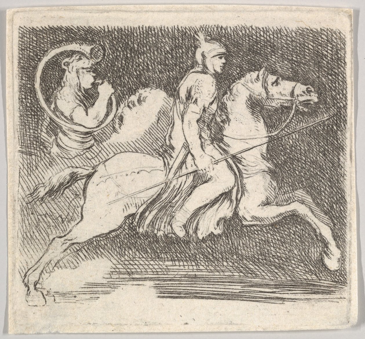 Soldato di profilo che galoppa a destra con una lancia nella mano destra, ca. 1646 da Stefano della Bella