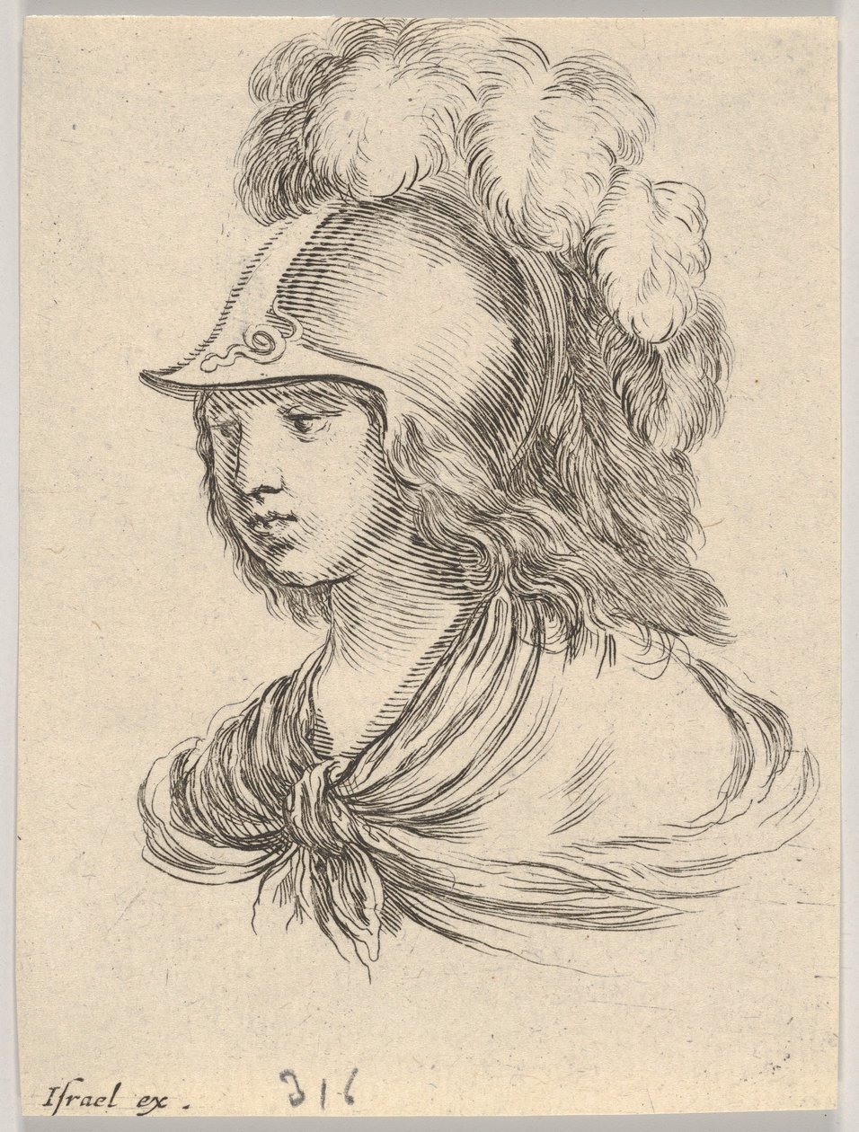 Busto di Minerva, con elmo piumato, guardando verso sinistra, da ..., 1650 da Stefano della Bella
