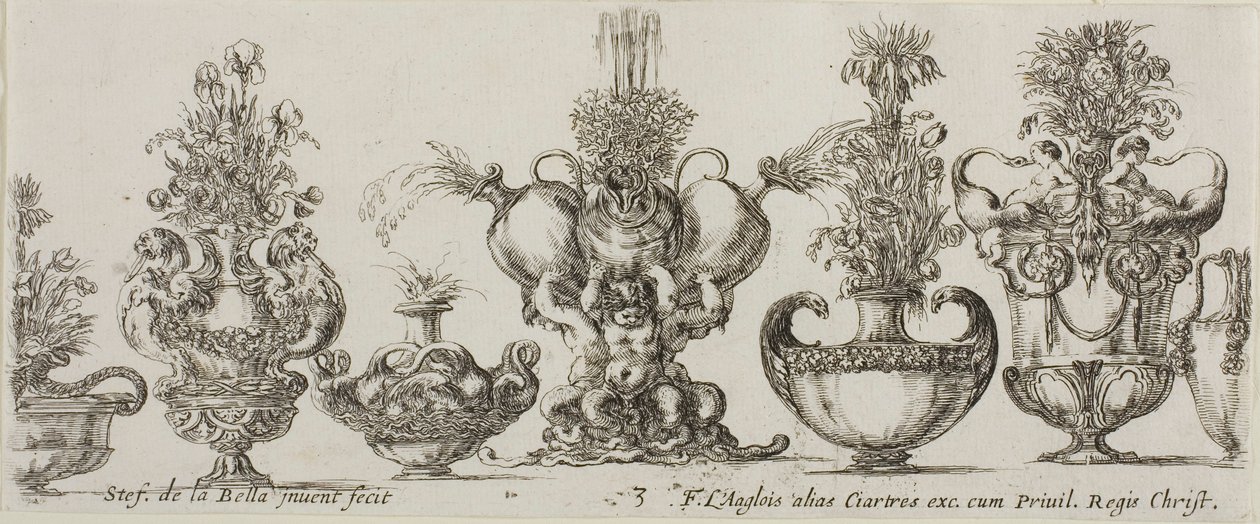 Tavola Tre dalla Collezione di Vari Vasi da Stefano della Bella