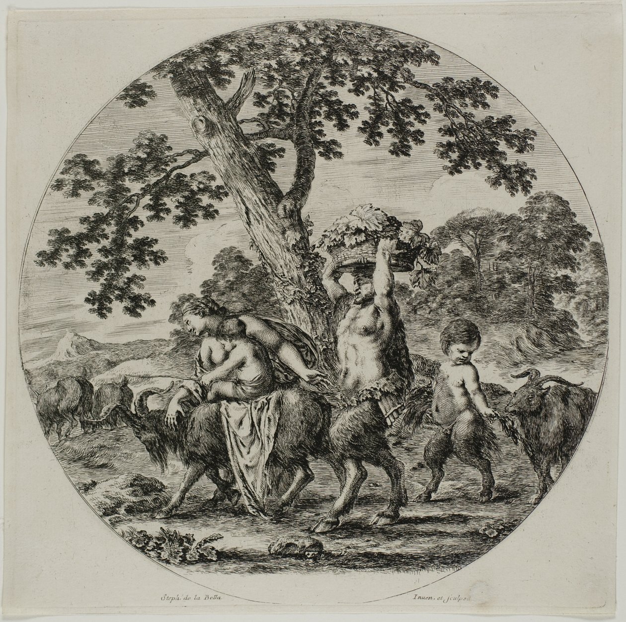 Famiglia di satiri che cammina da Stefano della Bella