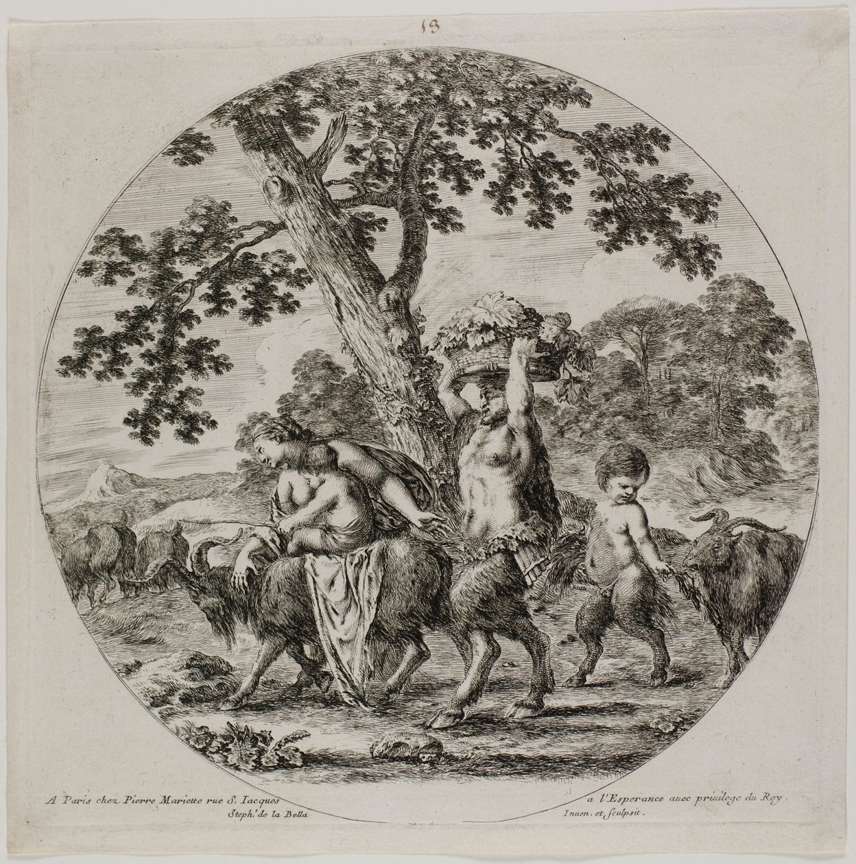 Famiglia di satiri che cammina da Stefano della Bella