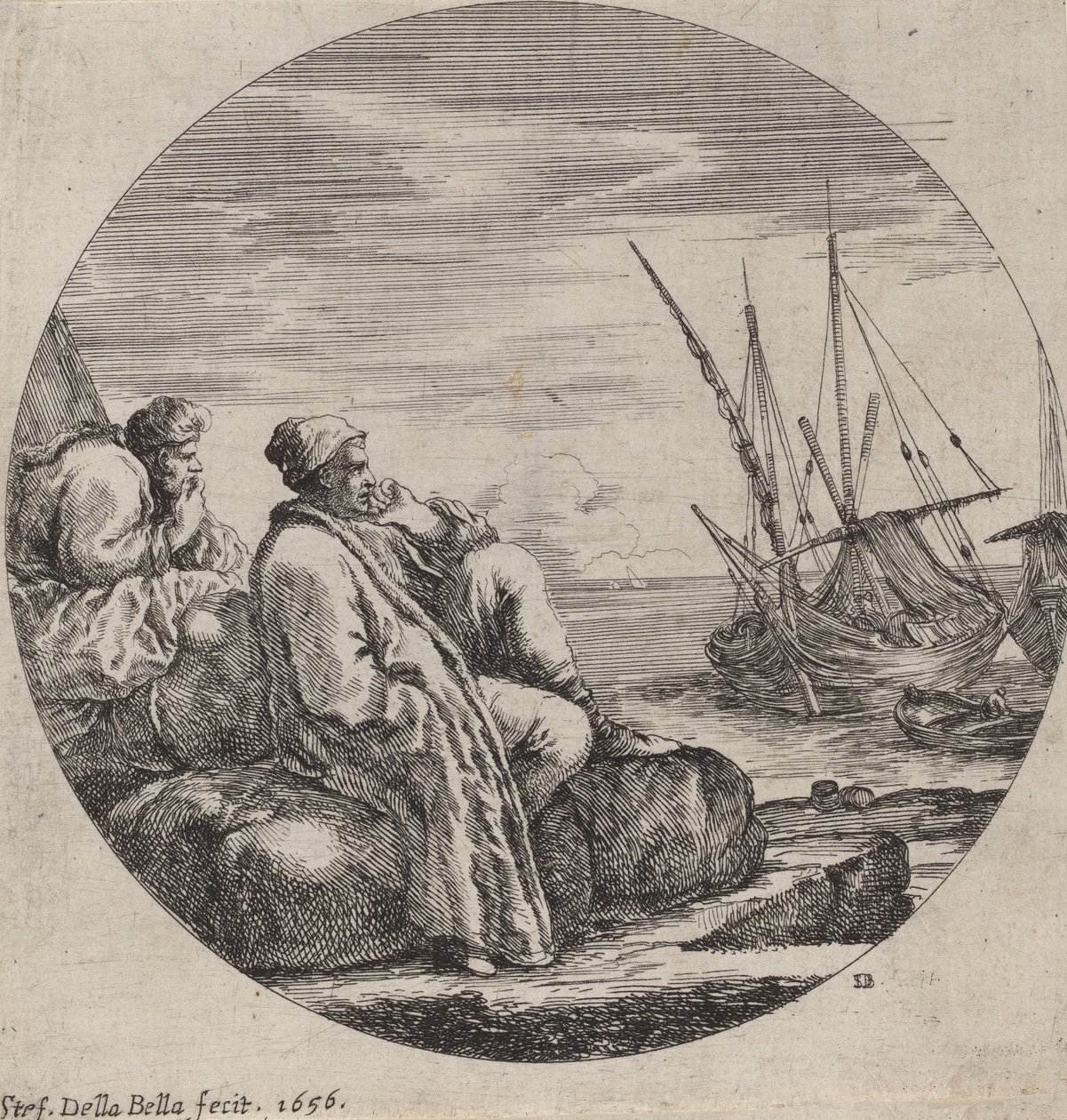 Porto con due mercanti turchi, 1656 da Stefano della Bella