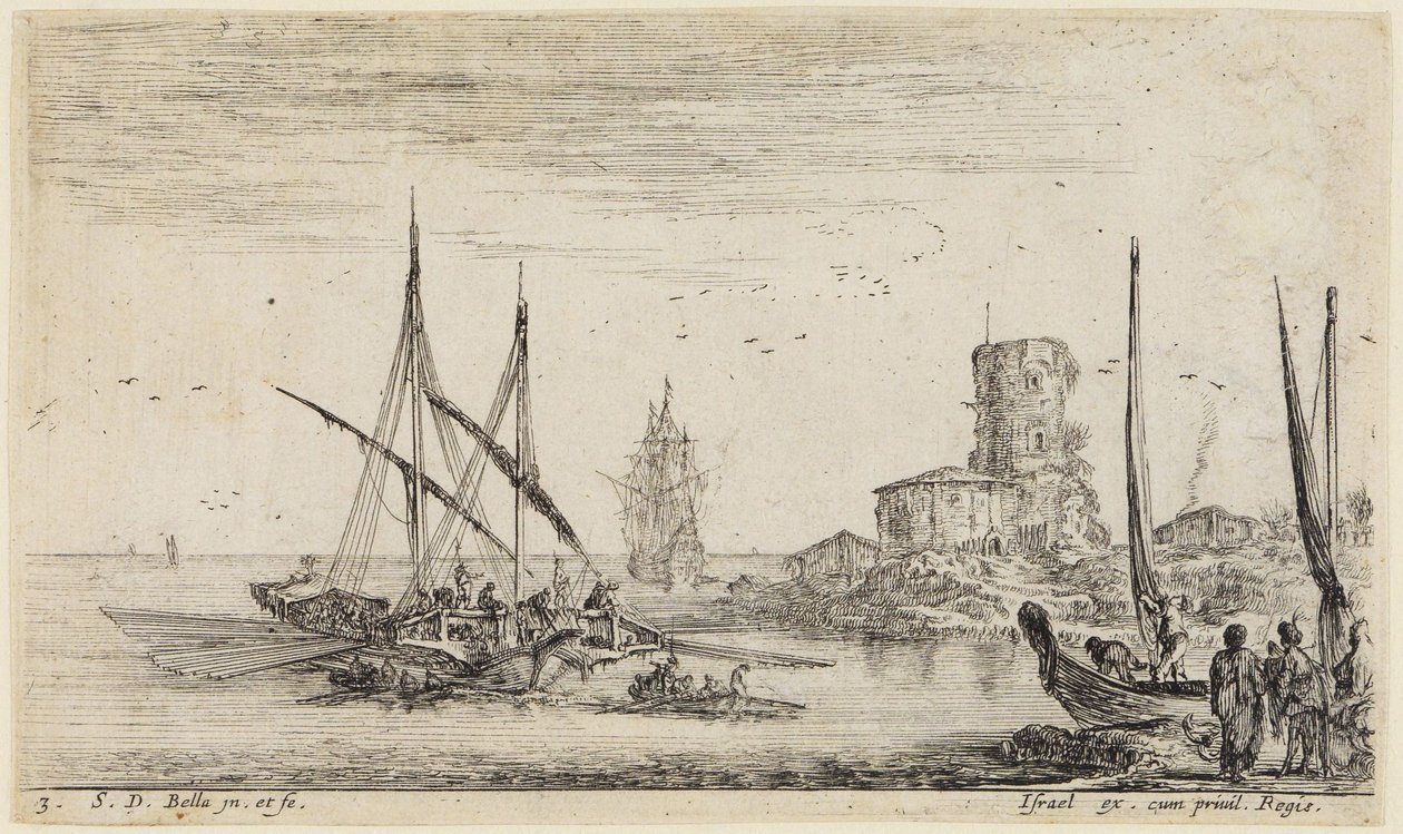 Paesaggi marini (Paysages maritimes): Paesaggio marino con una vecchia torre da Stefano della Bella