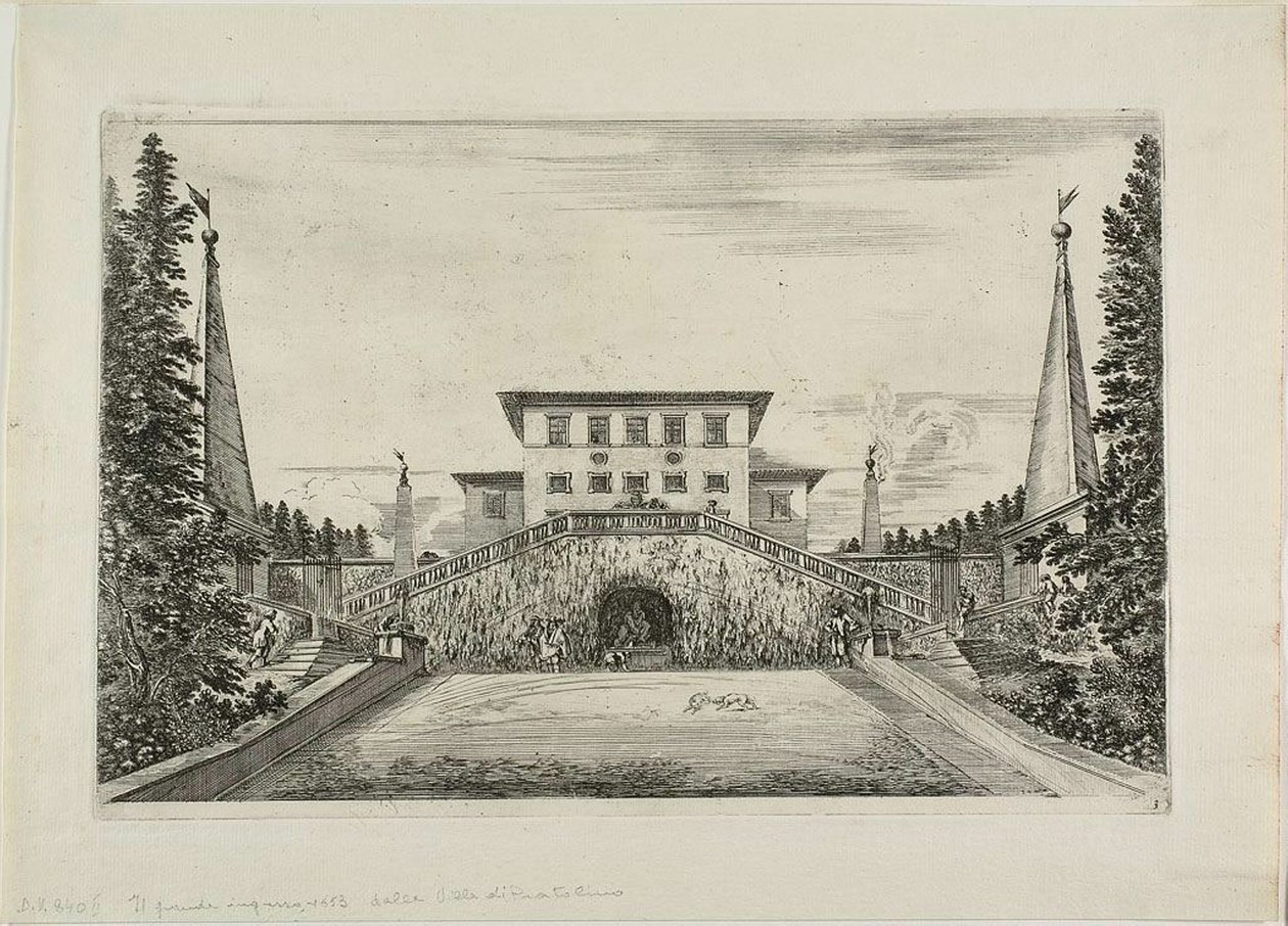 Facciata sud della villa e il grande prato, da Vedute della Villa Pratolino da Stefano della Bella