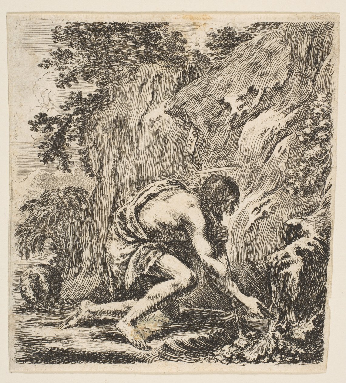 San Giovanni Battista che attinge acqua da una sorgente da Stefano della Bella