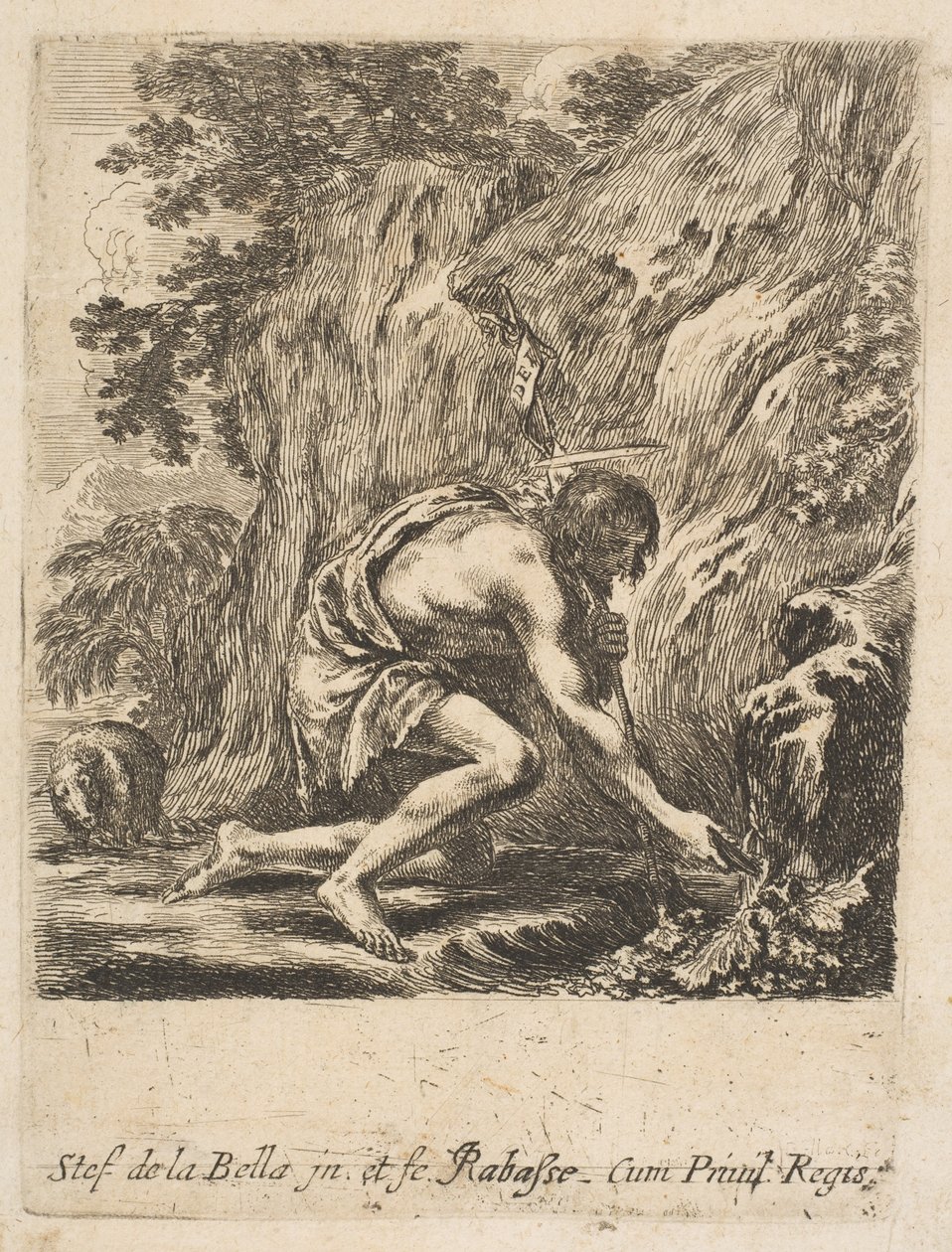 San Giovanni Battista che attinge acqua da una sorgente, ca. 1649 da Stefano della Bella