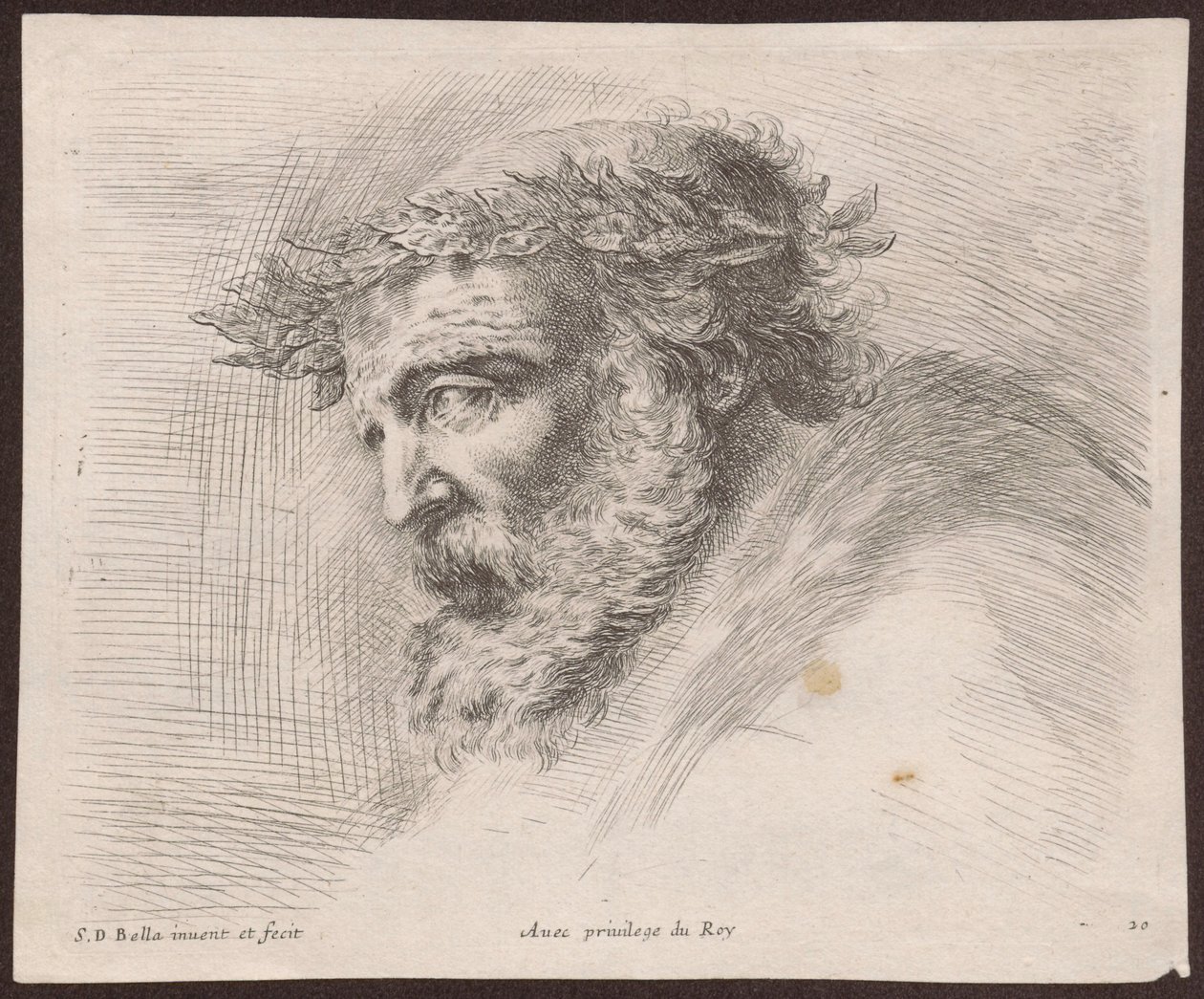 Studio di un anziano barbuto con corona d