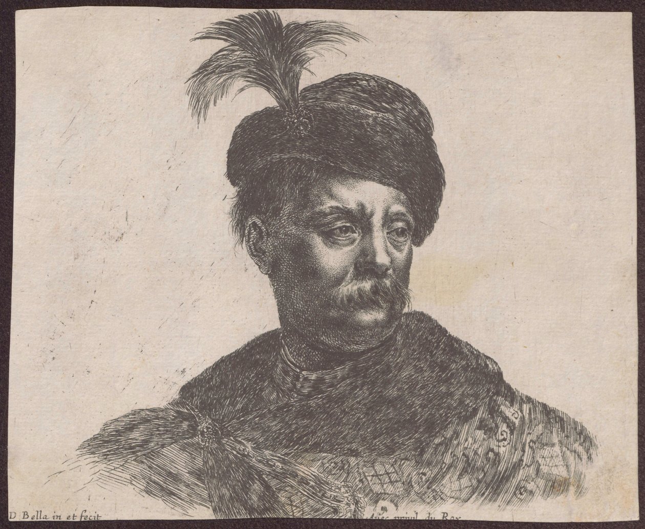 Studio di un nobile polacco raffigurato in un busto, dal ciclo "Principii del disegno" da Stefano della Bella