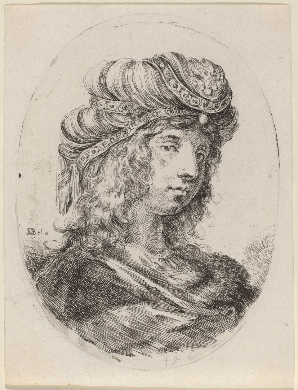 Sultana con turbante a bande, girata a destra da Stefano della Bella