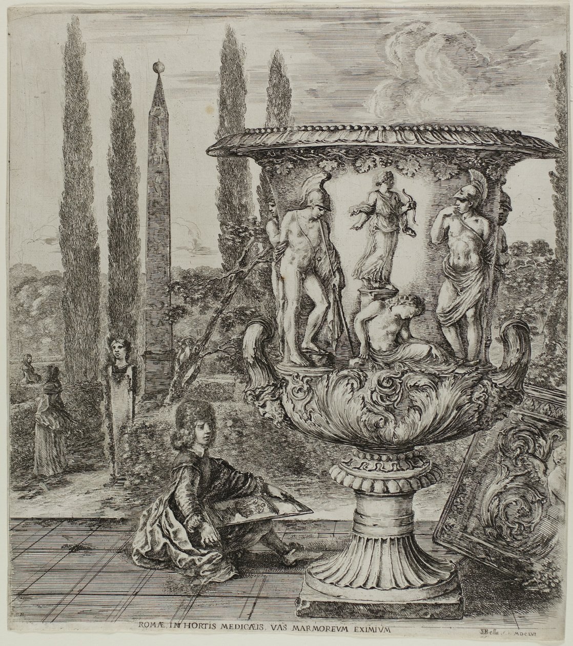 Il Vaso Medici, tavola uno da Le Sei Grandi Vedute di Roma e della Campagna da Stefano della Bella