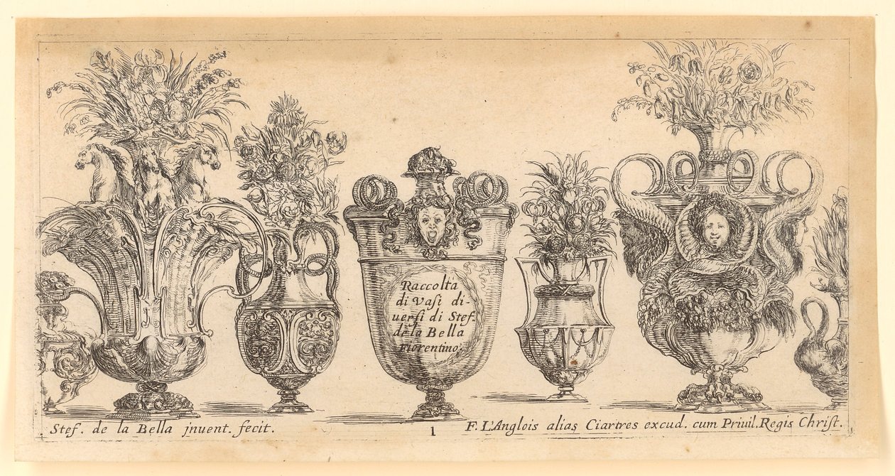 Frontespizio della serie "Collezione di vasi vari" da Stefano della Bella