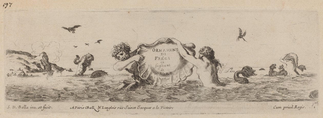Pagina del Titolo per "Ornamenti di fregi e fogliani" da Stefano della Bella