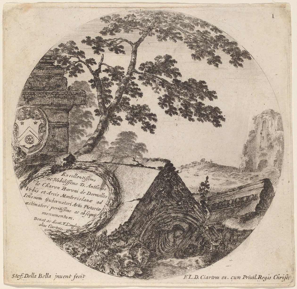 Pagina del Titolo per "Paysages et ruines de Rome" da Stefano della Bella