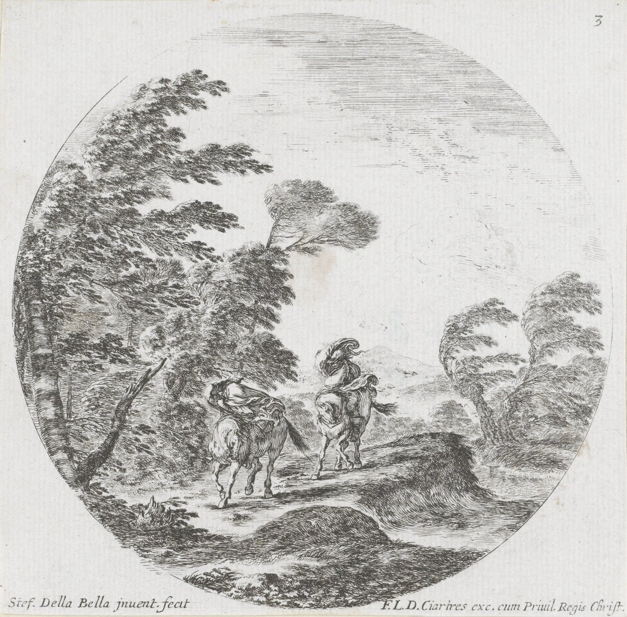 Due cavalieri controvento da Stefano della Bella