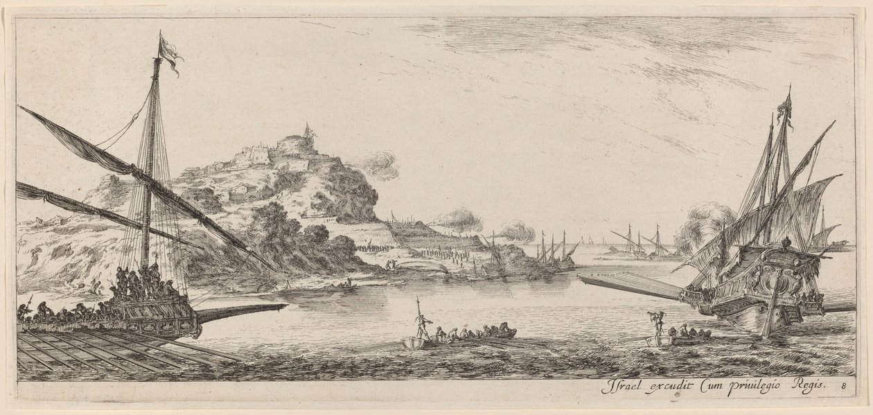 Due galee e i loro lanci, entro il 1647 da Stefano della Bella