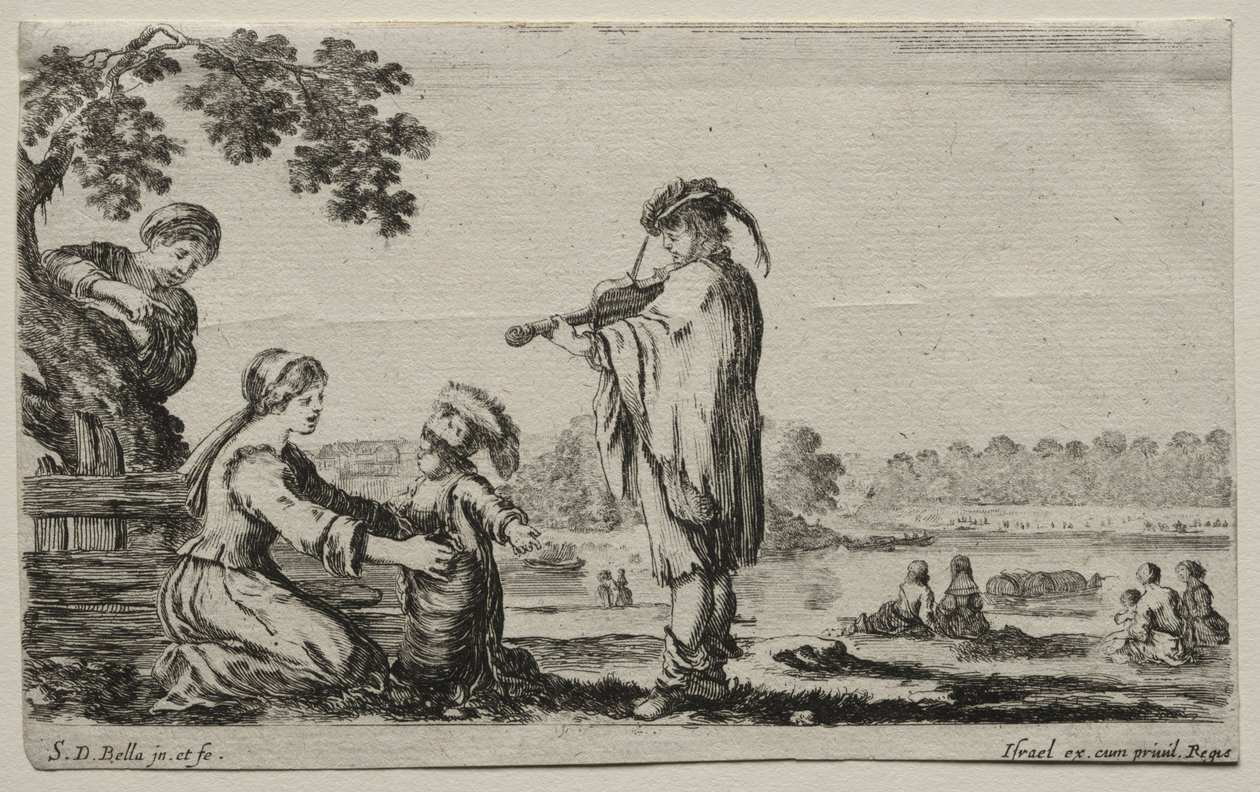 Varie figure e paesaggi: Un violinista, 1649 da Stefano della Bella
