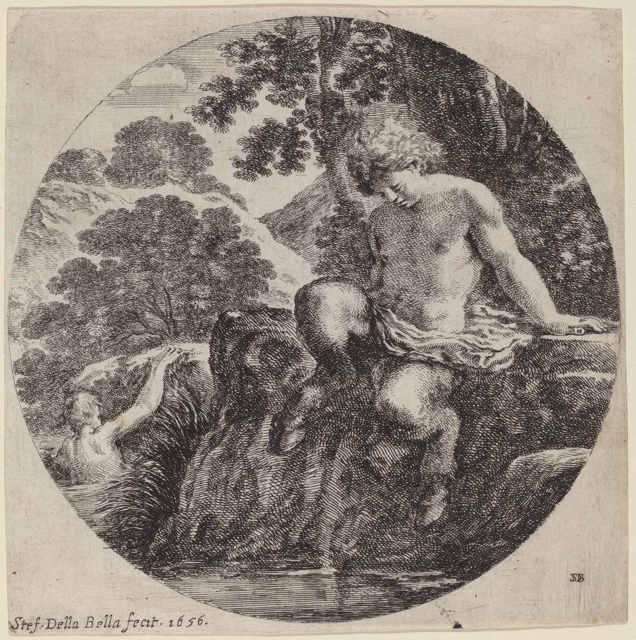 Giovane satiro sulla riva di un ruscello da Stefano della Bella