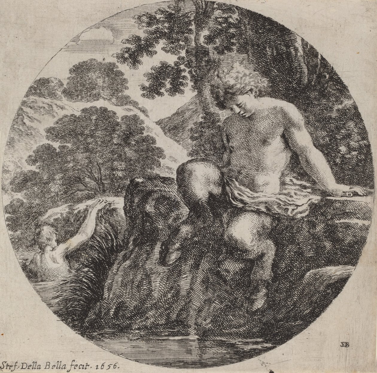 Giovane satiro sulla riva di un ruscello, 1656 da Stefano della Bella