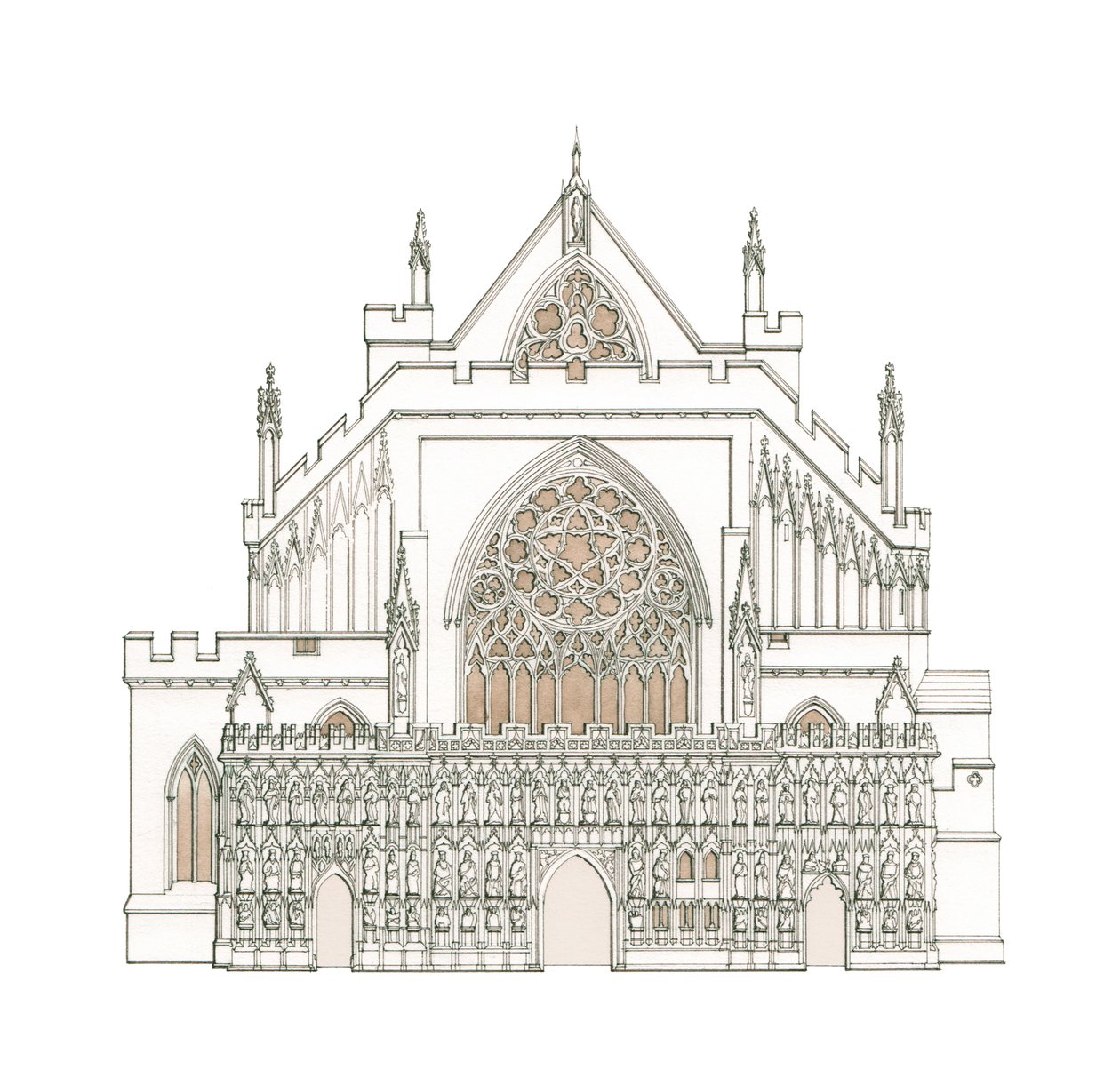 La facciata ovest della cattedrale di Exeter, Devon da Stephen Conlin