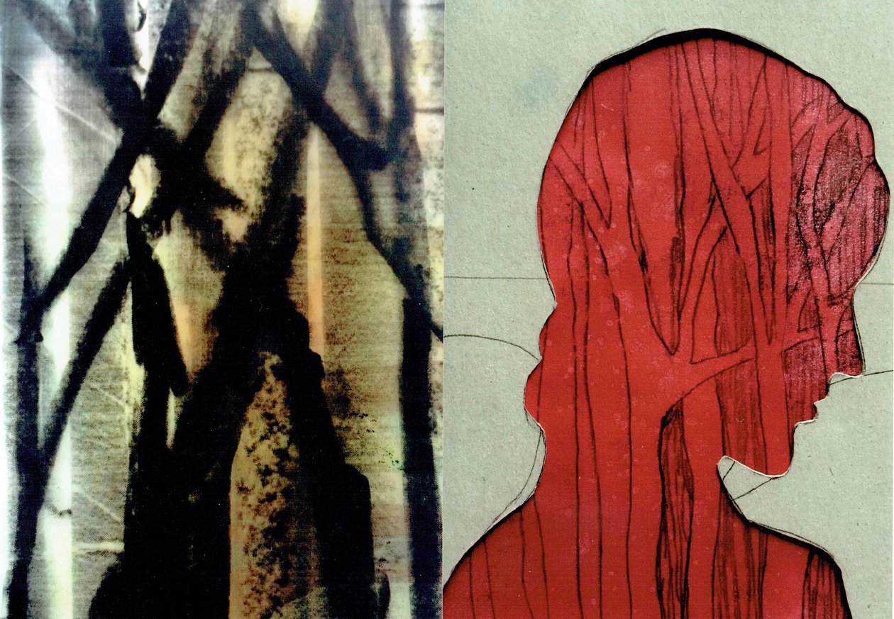 La Foret VIII, 2017 (monoprint e collage fotografico) da Stephen Dow