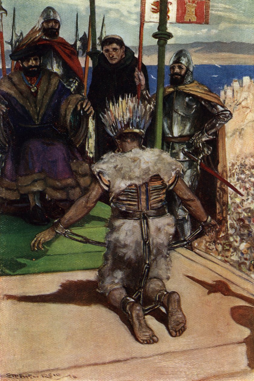 Montezuma II fatto prigioniero da Hernán Cortés nel 1519 da Stephen Reid