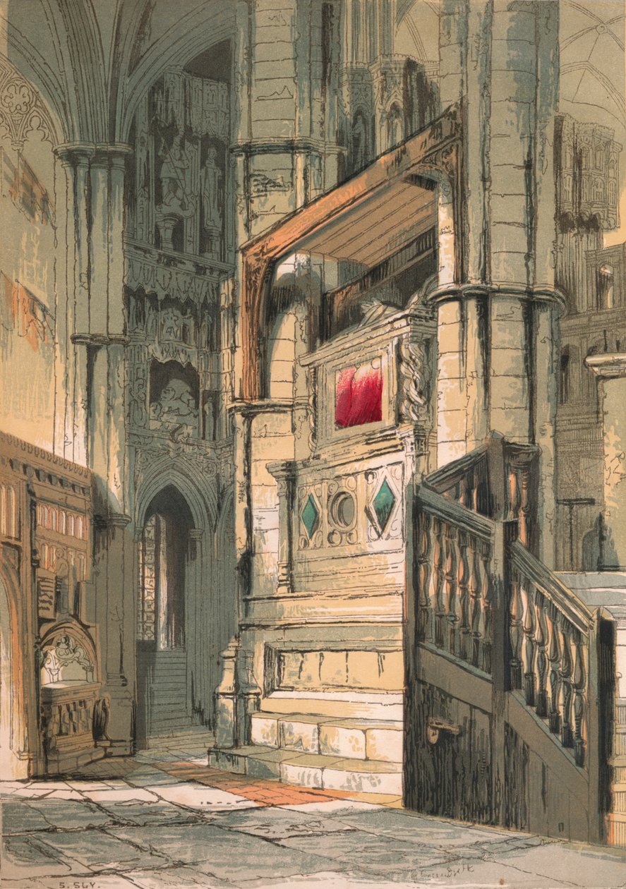 Abbazia di Westminster. Navata meridionale del coro, 1845 da Stephen Sly