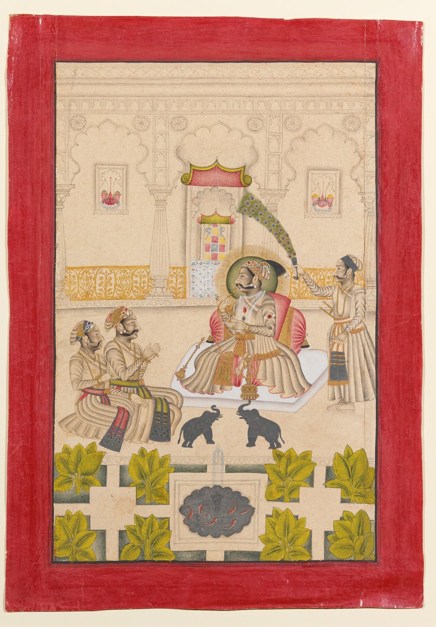 Maharana Amar Singh II mostra due elefanti d