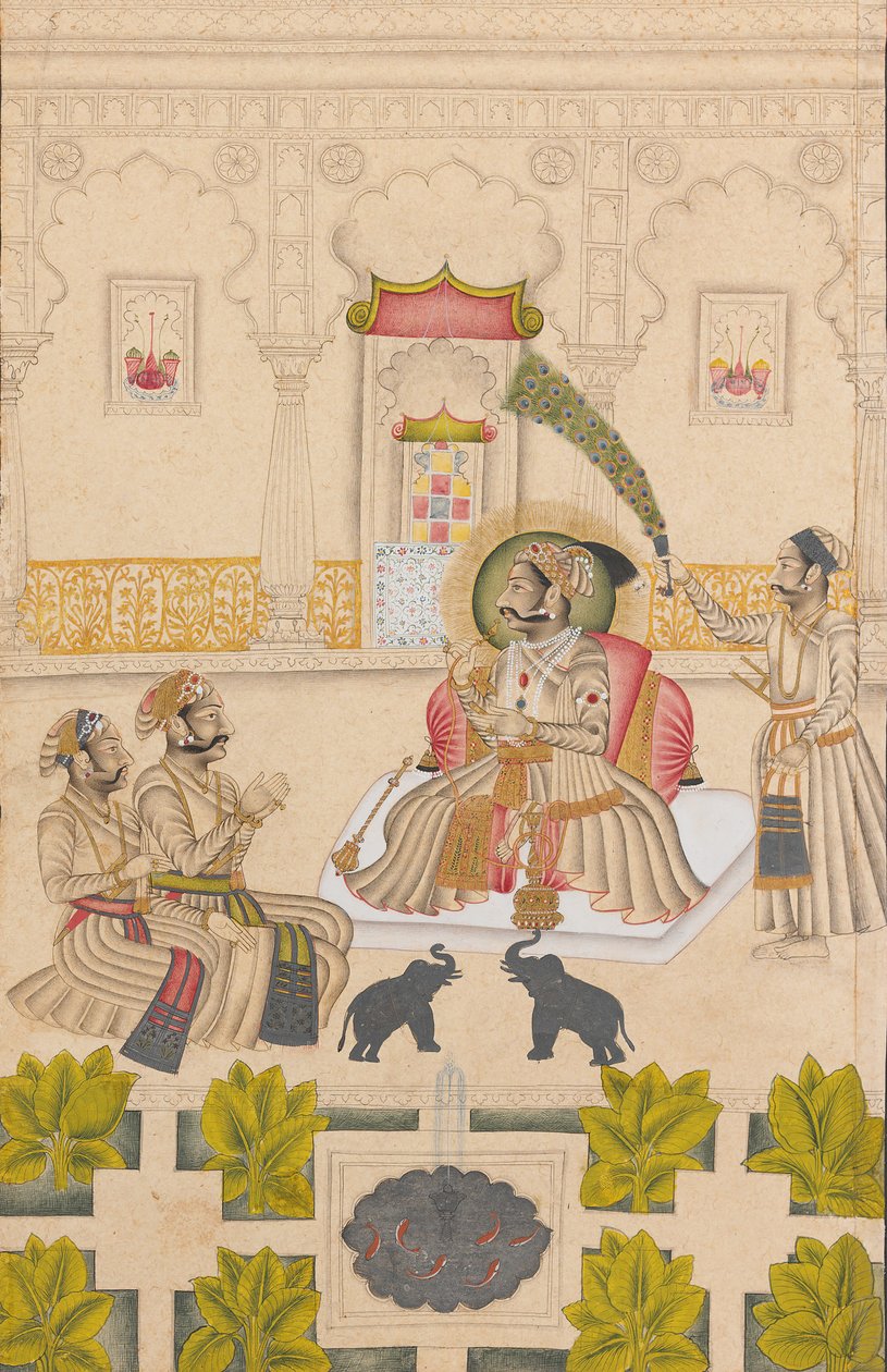 Maharana Amar Singh II mostra due elefanti d