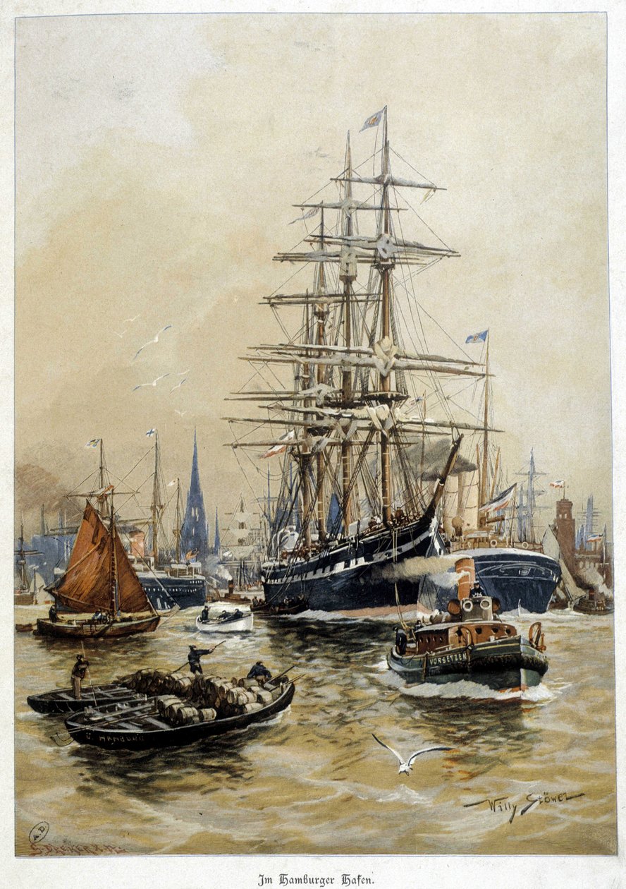 Il porto di Amburgo, inizio XX secolo da Willy Stoewer 