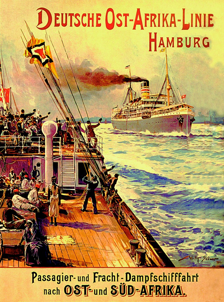 Poster pubblicitario della German East Africa Line, Amburgo, 1904 da Stoewer Willy