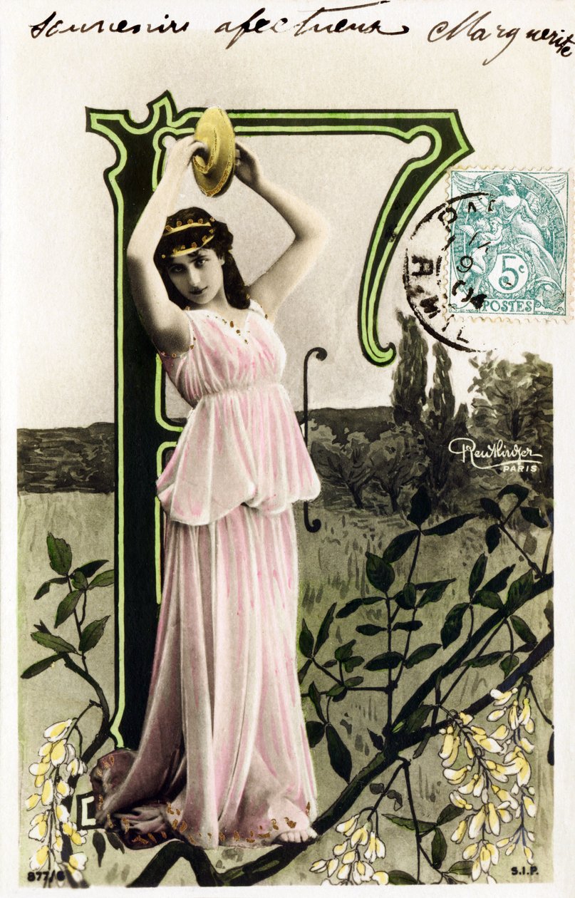 Mlle Beauregard, artista degli anni 1900 - Alfabeto in cartolina da Studio Reutlinger