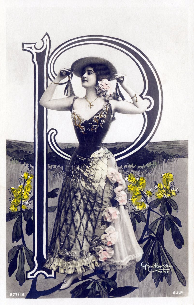 P: Mlle Lolita, artista degli anni 1900 - alfabeto in cartolina da Studio Reutlinger