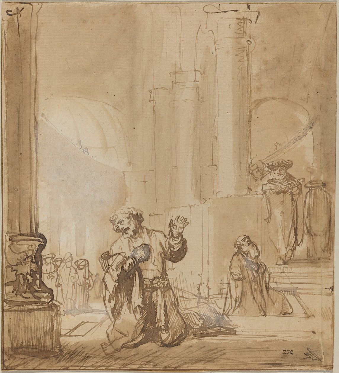 La parabola del pubblicano e del fariseo da Studio of Rembrandt van Rijn