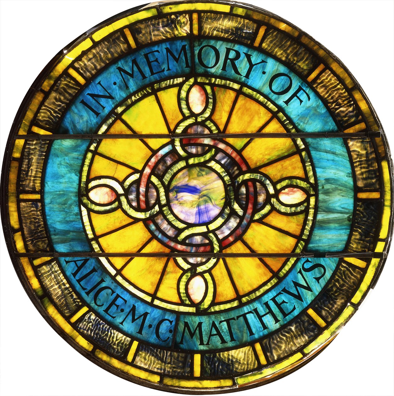 Finestra circolare in vetro piombato di Tiffany Studios (vetro piombato) da Studios Tiffany