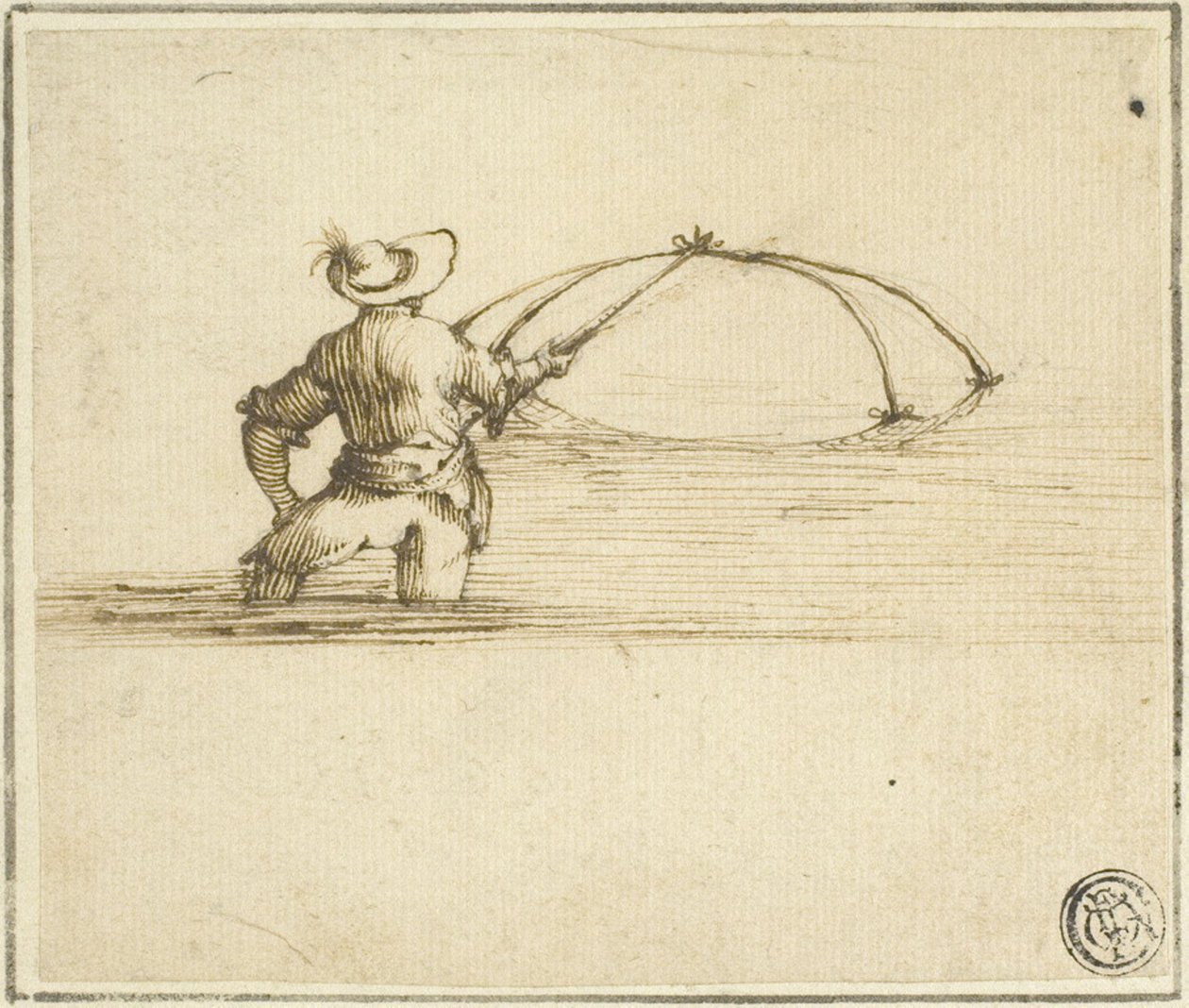 Pescatore con rete da Style of Jacques Callot